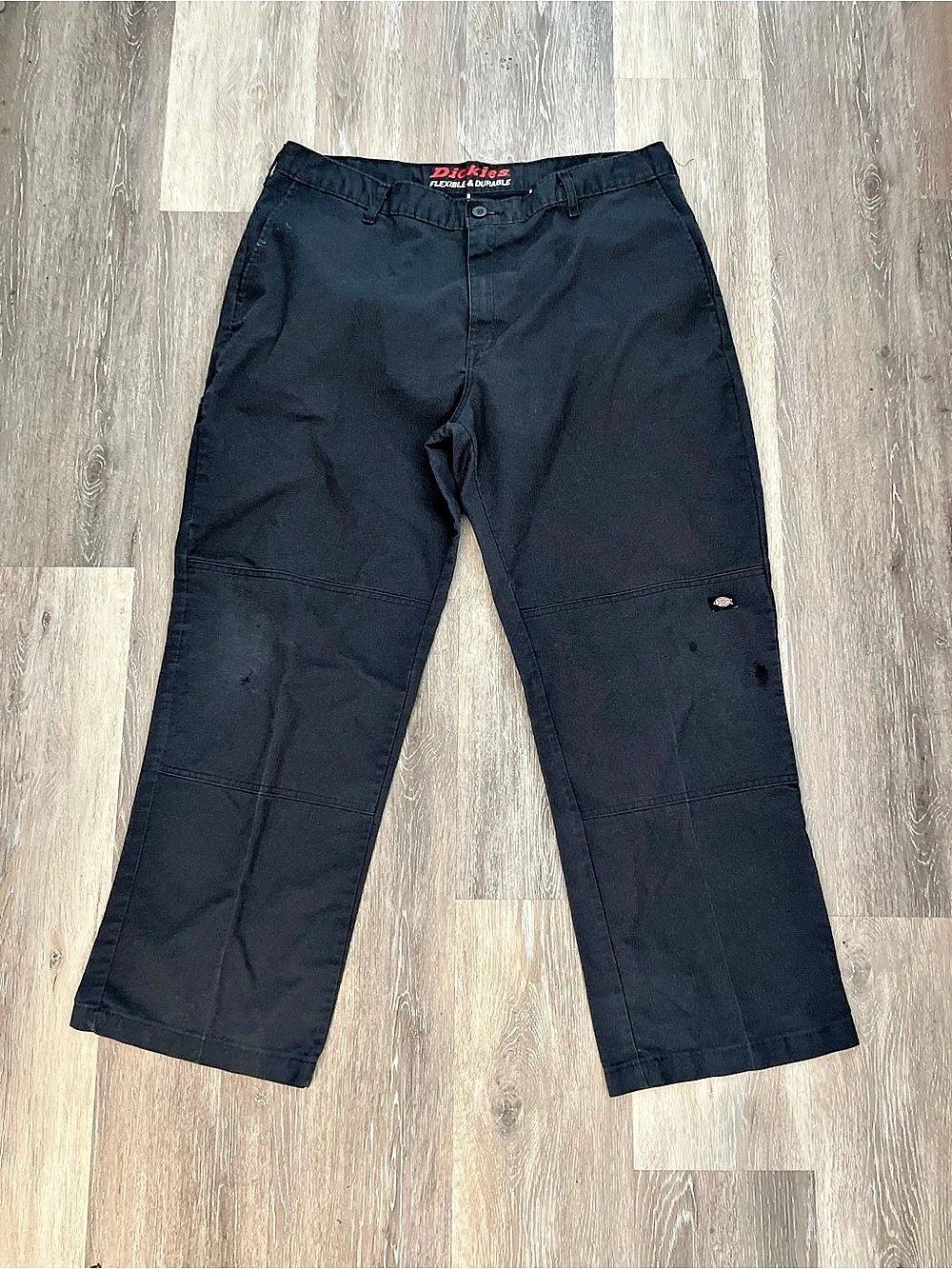 Dickies Mens Cargo Work Pants Size 38x30 Black Flex Double Knee Relaxed Fit